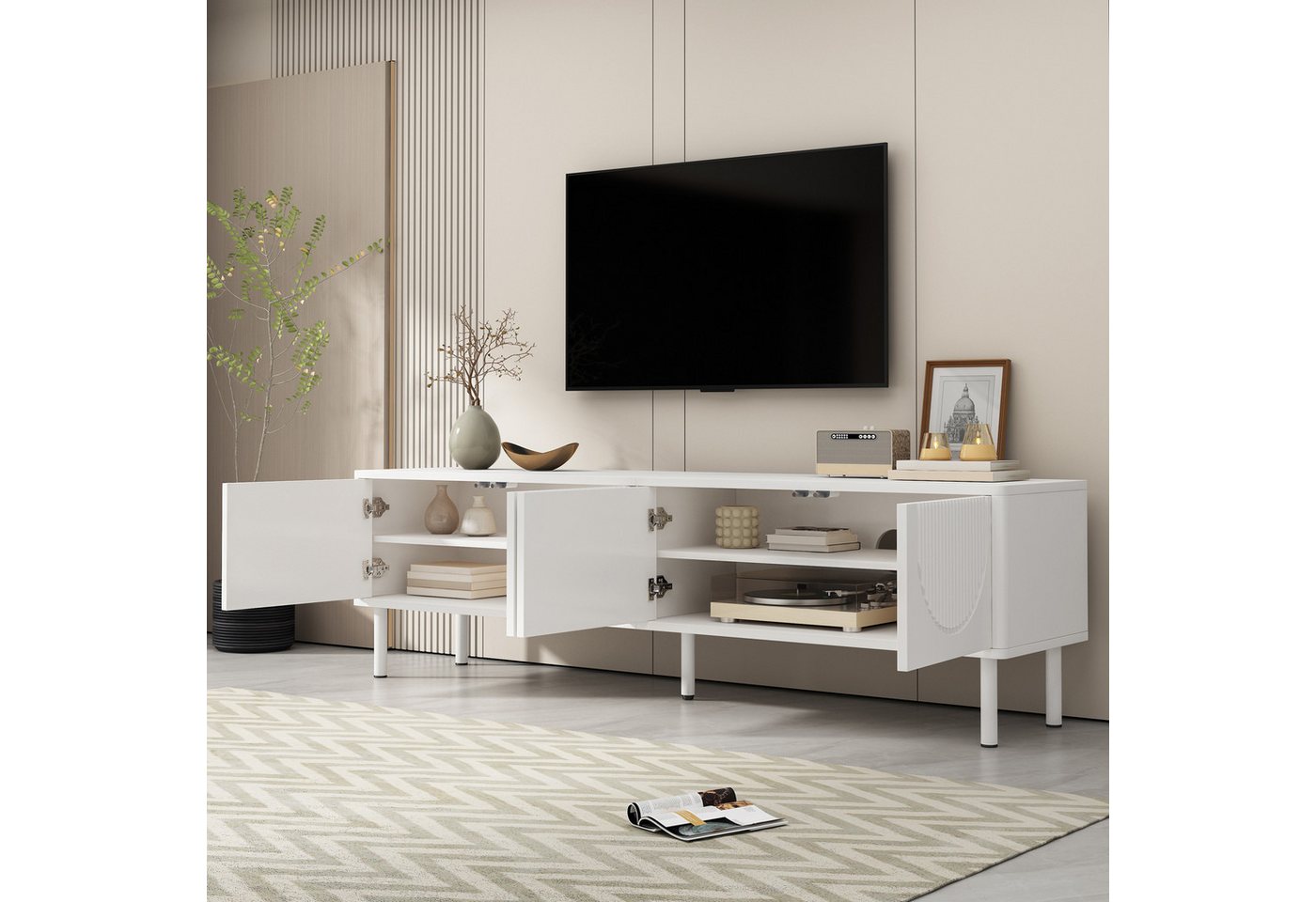 SOFTWEARY Lowboard Breite 180 cm, stehend, Modernes griffloses TV-Board, TV-Schrank – Bild 4 von 5