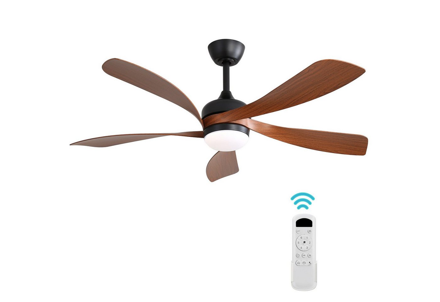 Sofucor Deckenventilator mit Beleuchtung und Fernbedienung, 132 cm moderner Deckenventilator, 5 ABS-Flügel, 6 Geschwindigkeiten, Timer-Funktion – Bild 3 von 5