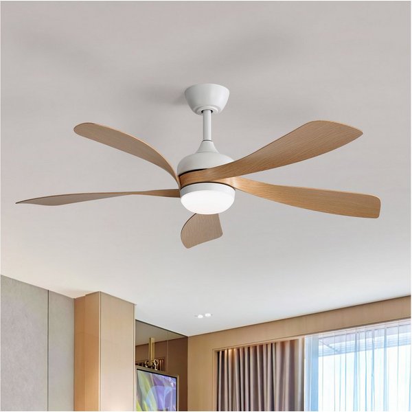 Sofucor Deckenventilator mit LED-Licht – 106,5 cm, fünf ABS-Flügel, leiser Gleichstrommotor, dimmbare 18-W-LED (3 Farben & Speicher), Timer 1/4/8 h