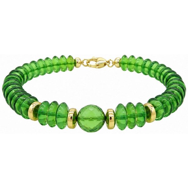 Sogni d'oro Armband "Bernstein-Farbwunder" mit grünem Bernstein und Hämatit, Silber 925 vergoldet