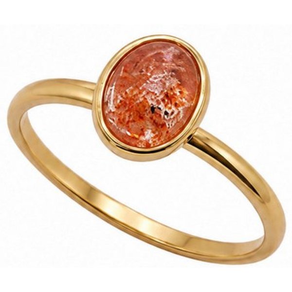 Sogni d'oro Fingerring "Goldschimmer" mit Sonnenstein, Silber 925 vergoldet