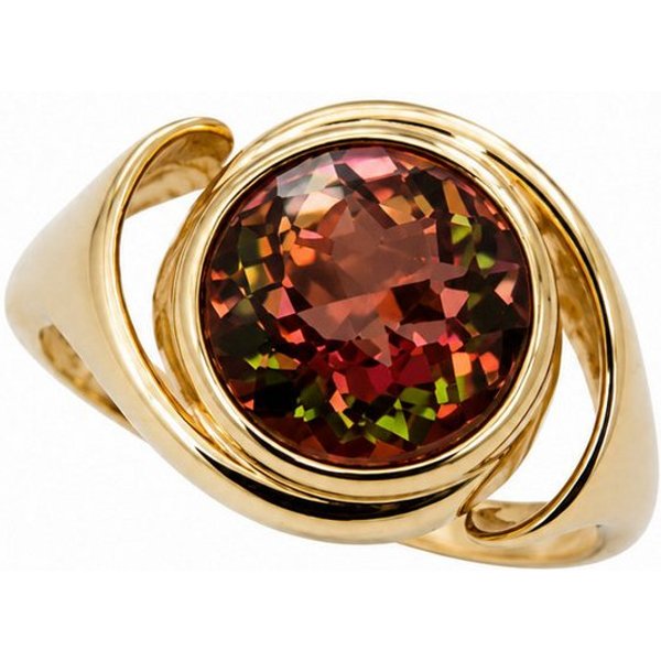 Sogni d'oro Fingerring "Lichtblüte" mit Feuertopas, Silber 925 vergoldet, geschwungener Ringkopf