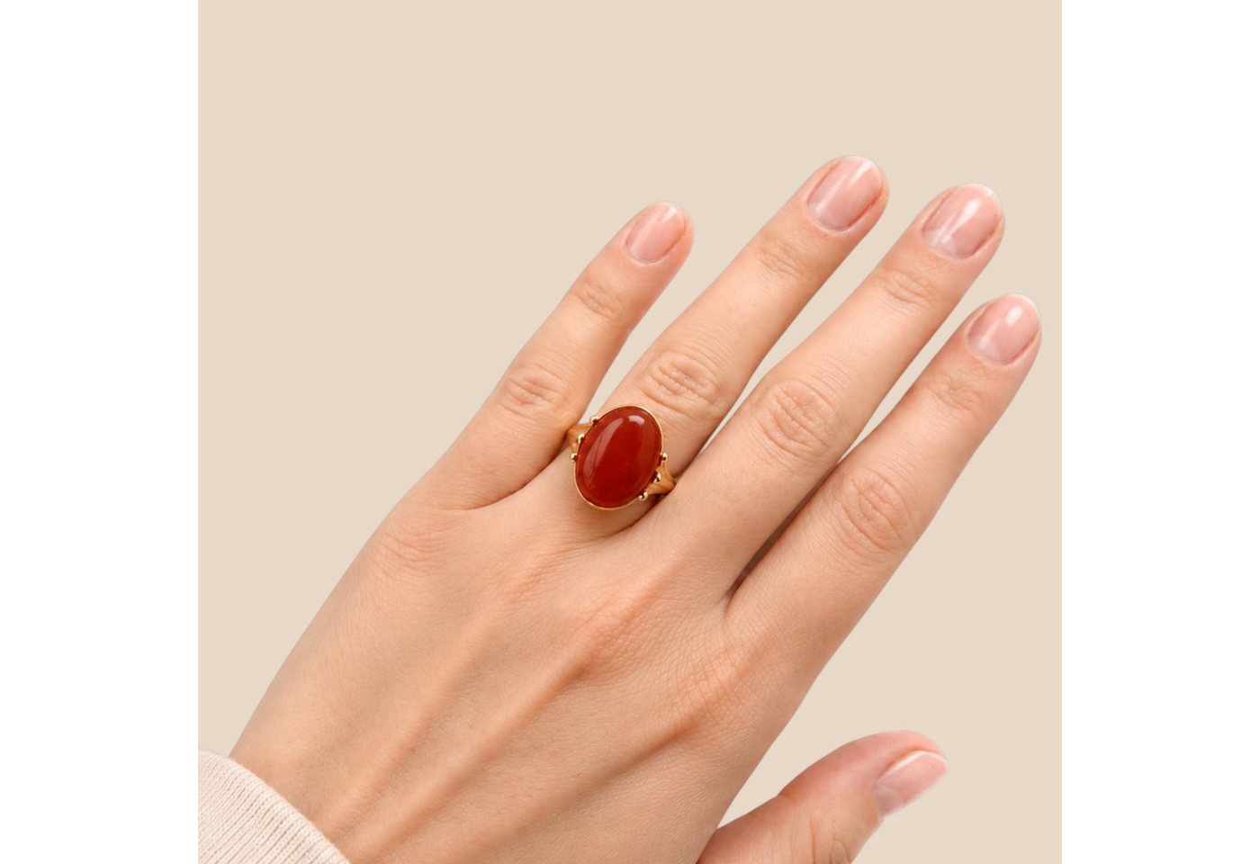 Sogni d'oro Fingerring mit Carneol, Silber 925 vergoldet – Bild 2 von 4