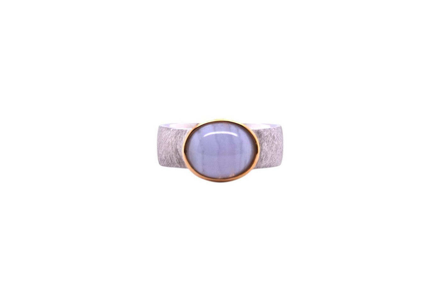 Sogni d'oro Fingerring mit Chalcedon, Silber 925, mattierte Ringschiene, vergoldeter Ringkopf – Bild 2 von 2