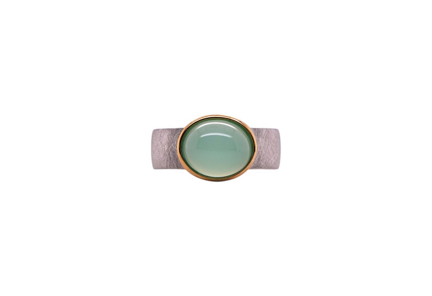 Sogni d'oro Fingerring Ring mit Chrysopras, Silber 925, mattierte Ringschiene, vergoldeter Ringkopf – Bild 2 von 2