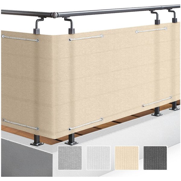 Sol Royal Balkonsichtschutz Balkon Sichtschutz blickdichte Balkonumspannung 90x500 cm, Crene Schutz für Balkon Geländer Sichtschutz Abdeckung mit Ösen und Korde