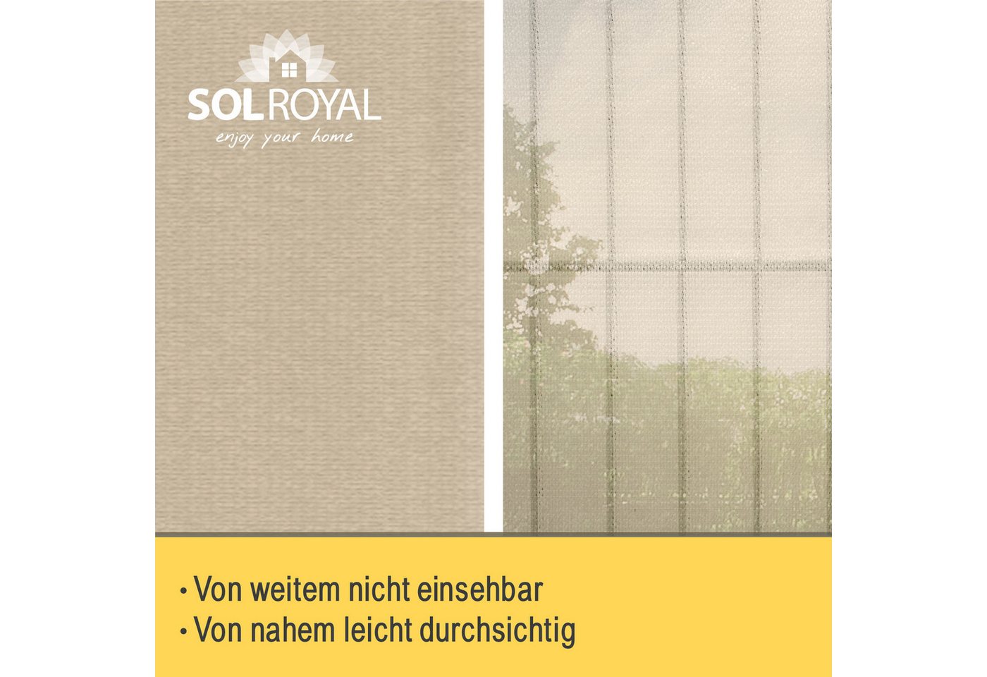 Sol Royal Balkonsichtschutz Balkon Sichtschutz blickdichte Balkonumspannung 90x500 cm, Crene Schutz für Balkon Geländer Sichtschutz Abdeckung mit Ösen und Korde – Bild 4 von 5