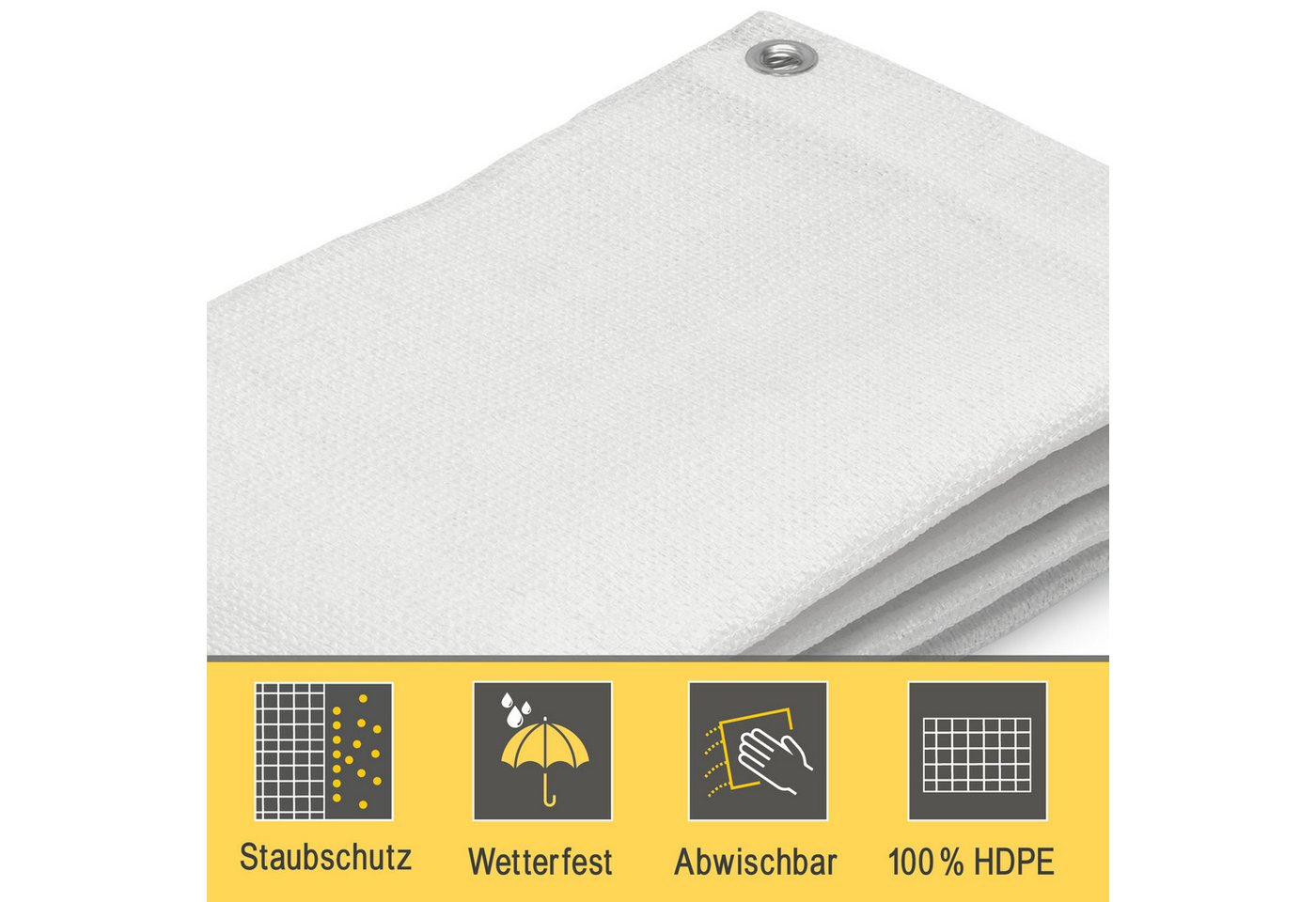 Sol Royal Balkonsichtschutz Balkon Sichtschutz blickdichte Balkonumspannung 90x500 cm, Weiß Schutz für Balkon Geländer Sichtschutz Abdeckung mit Ösen und Kordel – Bild 5 von 5