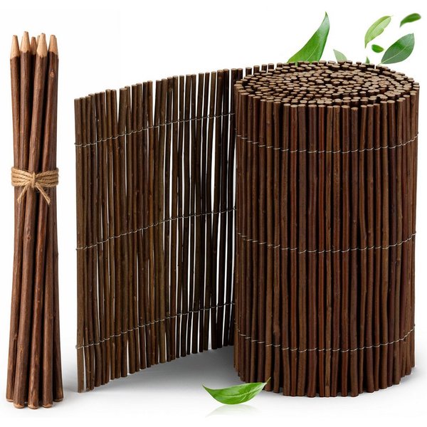 Sol Royal Beetbegrenzung Beeteinfassung SolVision WB79 Weide 40x300cm, Flexible Rasenkante Steckzaun Beetumrandung Holz Beetabgrenzung