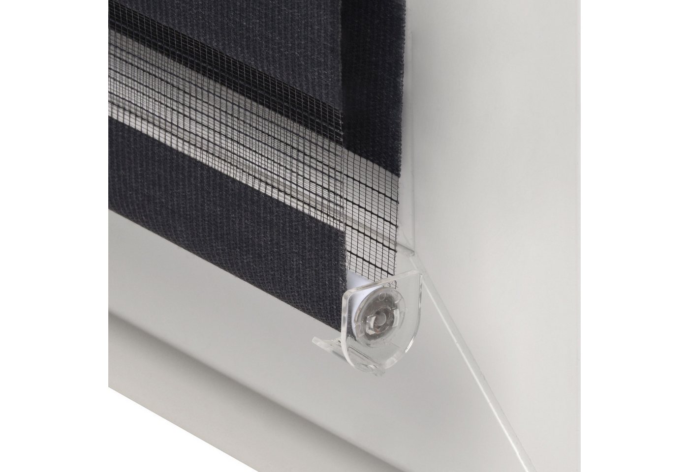Doppelrollo Doppelrollo SolDecor DL2, 40x150cm, Schwarz – Klemmfix ohne Bohren, Sol Royal, Fensterrollo Innen Rollos für Fenster ohne Bohren Sicht & Sonnenschut – Bild 5 von 5