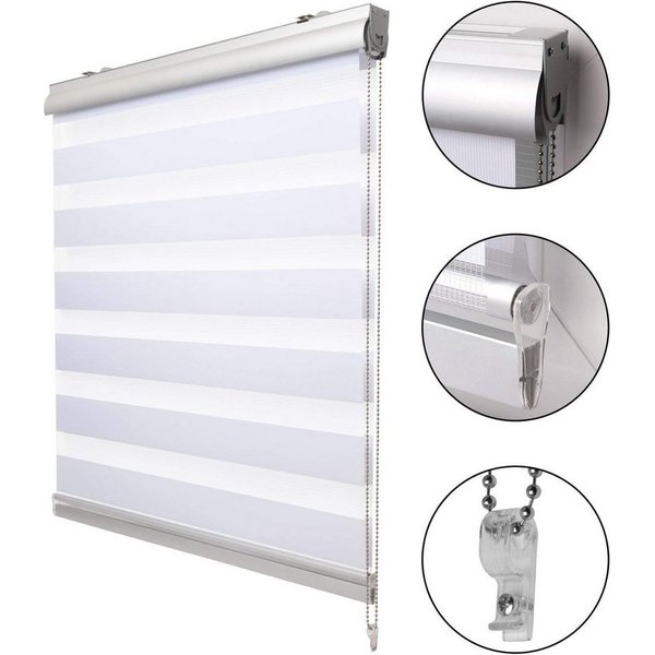 Rollo Doppelrollo SolDecor DK9, 60x160cm, Weiß – Klemmfix ohne Bohren, Sol Royal, für Fenster – inkl. Klemmfix Träger, Kassetten Doppelrollo