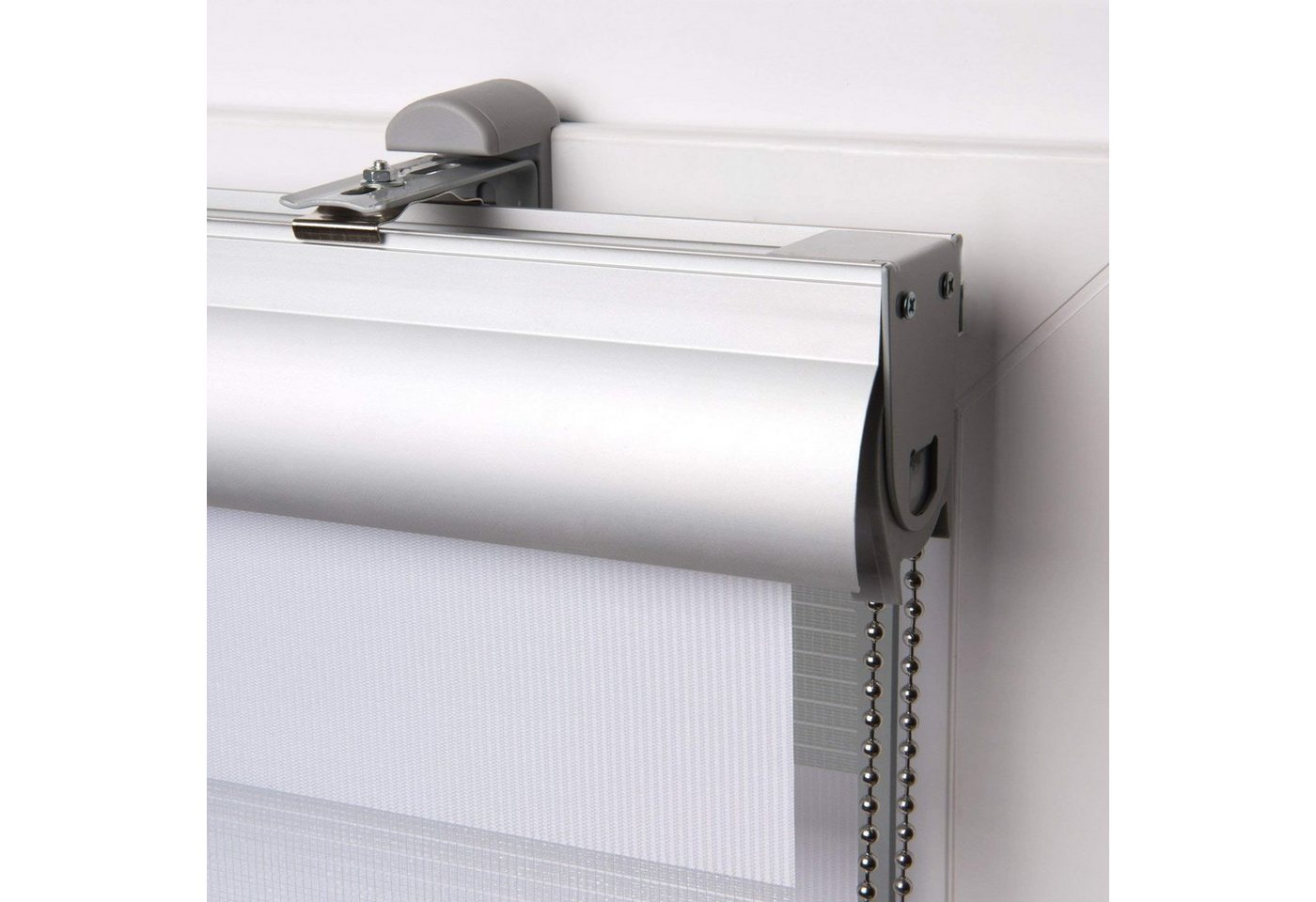 Rollo Doppelrollo SolDecor DK9, 60x160cm, Weiß – Klemmfix ohne Bohren, Sol Royal, für Fenster – inkl. Klemmfix Träger, Kassetten Doppelrollo – Bild 3 von 5