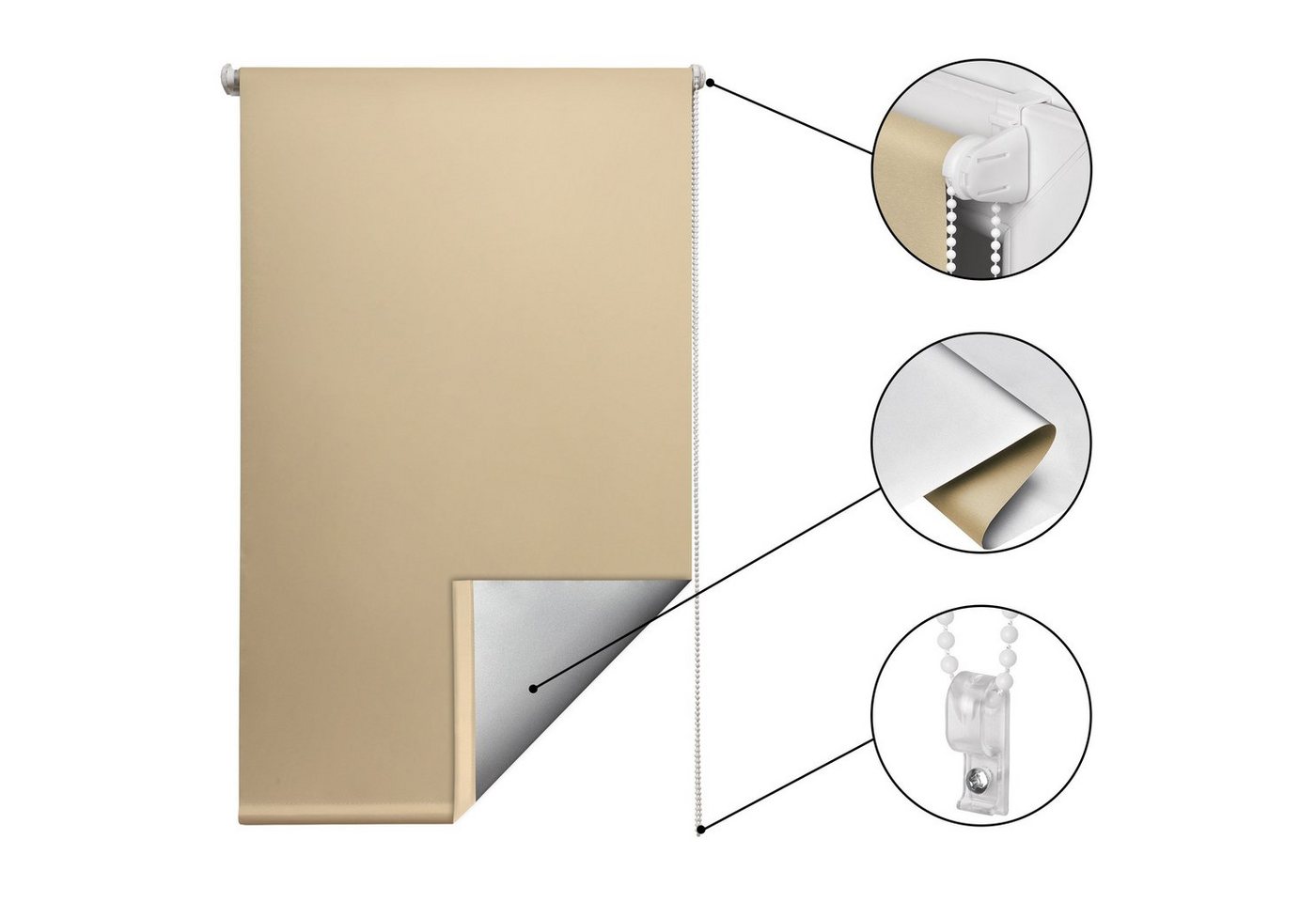Rollo Thermorollo SolReflect T42, 60x160cm, Creme, Verdunkelung, Sol Royal, Rollos für Fenster ohne Bohren mit Thermobeschichtung Wärmeschutz – Bild 2 von 4