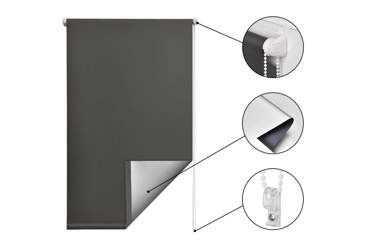 Rollo Thermorollo SolReflect T42, 40x160cm, Anthrazit, Verdunkelung, Sol Royal, Rollos für Fenster ohne Bohren mit Thermobeschichtung Wärmeschutz – Bild 2 von 4