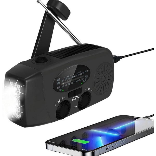 Solarbaby Solar Radio, AM/FM Kurbelradio mit Handy Ladefunktion Notfallradio Notfallradio