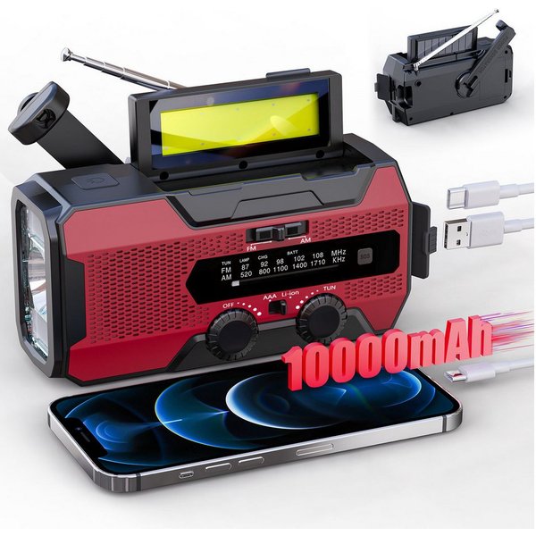 Solarbaby Solar Radio, AM/FM Kurbelradio mit Handy Ladefunktion Notfallradio (SOS Alarm, Leselampe)