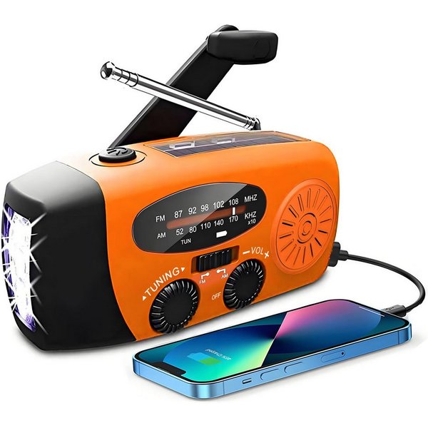 Solarbaby Solar Radio, AM/FM Kurbelradio mit Handy Ladefunktion Notfallradio Notfallradio