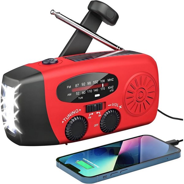 Solarbaby Solar Radio, AM/FM Kurbelradio mit Handy Ladefunktion Notfallradio Notfallradio