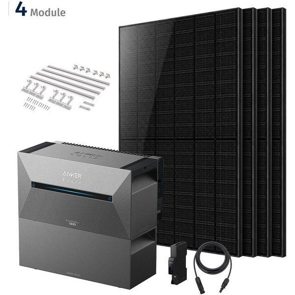 SolarMars Balkonkraftwerk 2000W mit Speicher Anker Solix Solarbank 2 E1600 Pro + BP2700 optional, 1800 W, (Ziegeldach Halterung×4, mit 1x Anker Solix BP2700 erw