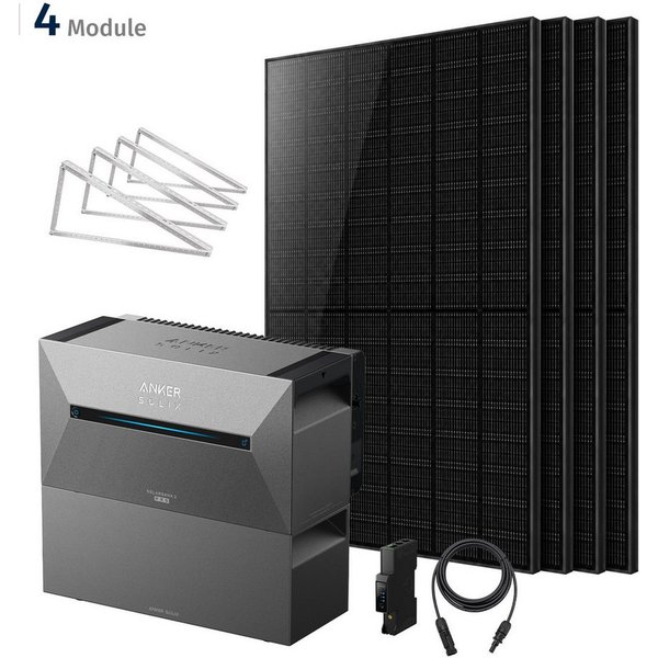 SolarMars Balkonkraftwerk 2000W mit Speicher Anker Solix Solarbank 2 E1600 Pro + BP2700 optional, 1800 W, (Flachdach/Garten Halterung×4, mit 1x Anker Solix BP27