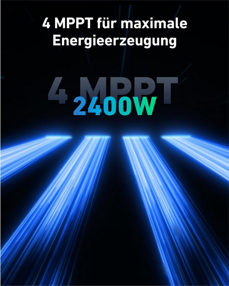 SolarMars Balkonkraftwerk 2000W mit Speicher Anker Solix Solarbank 2 E1600 Pro + BP2700 optional, 1800 W, (Flachdach/Garten Halterung×4, mit 1x Anker Solix BP27 – Bild 4 von 5