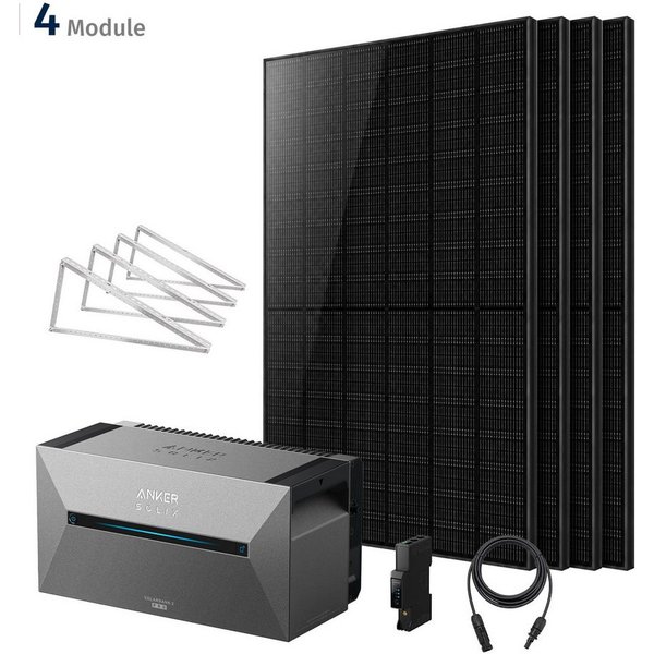 SolarMars Balkonkraftwerk 2000W mit Speicher komplett Set inkl. Anker Solix Solarbank 2/3/4 Pro