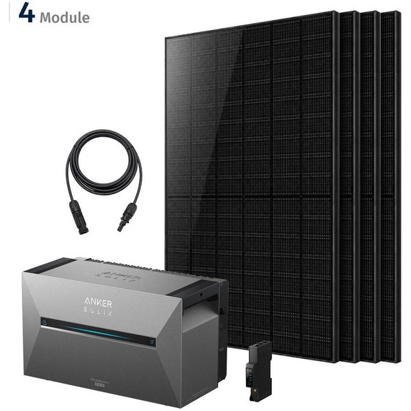 SolarMars Balkonkraftwerk mit Speicher 2000W Anker Solix Solarbank 3 E2700 Pro, 2000 W, Monokristallin, (mit optionaler BP2700 Erweiterungsakku und Halterung), 