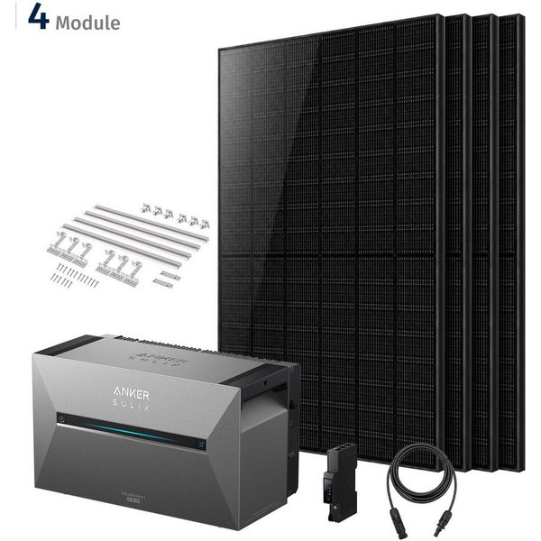 SolarMars Balkonkraftwerk mit Speicher 2000W Anker Solix Solarbank 3 E2700 Pro, 2000 W, Monokristallin, (mit optionaler BP2700 Erweiterungsakku und Halterung), 