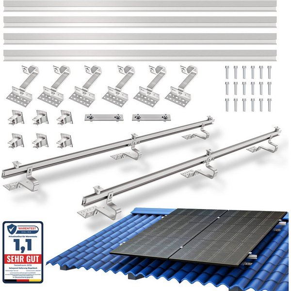 SolarMars Solarmodul-Halterung Solarpanel Halterung für Ziegeldach Balkonkraftwerk, (Komplettset Halterung Solarmodul für 28-46mm dicke Module, Solar Halterung 