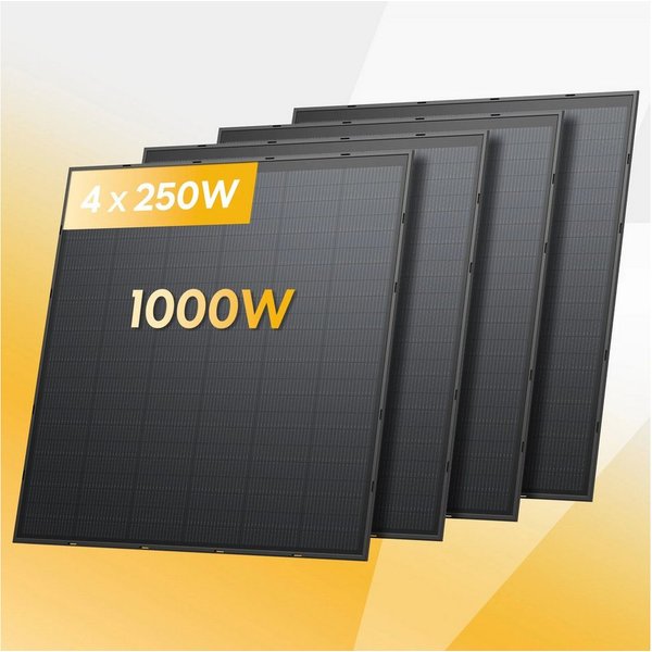 Ecoflow Solarmodul EcoFlow 250 W Starres Solarpanel, 4 Stück, 1.000 Wp, (Solarmodule, 4-St., bifazial, N-Type, 24,7 % Wirkungsgrad, IP68), Abemessung: 1157 × 11
