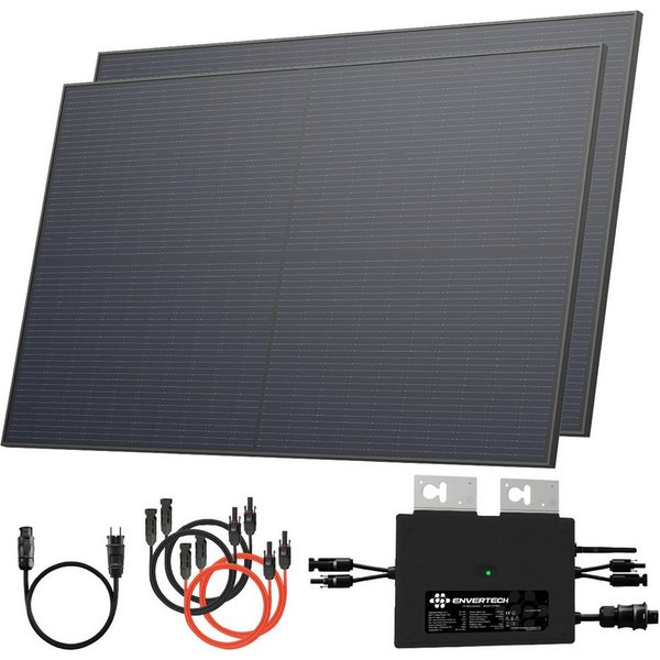 Solarway Balkonkraftwerk 1000W Komplettset Envertech 800 Watt Solaranlage Steckdose, 1000 W, Monokristallin, (Solaranlage Komplettset Premium - Solarmodule), IP