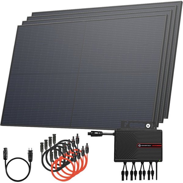 Solarway Balkonkraftwerk 2000 Wp / 800 Watt Envertech Wechselrichter, 2000 W, Monokristallin, (Komplettset), Solaranlage 500W Solarmodule & Wechselrichter & Zub
