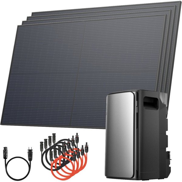 Solarway Balkonkraftwerk 2000Wp / 800W mit 1,9kWh EcoFlow Speicher komplett Steckdose, 2000 W, Monokristallin, Steckdose - 1,9 kWh EcoFlow Stream Ultra - Solara