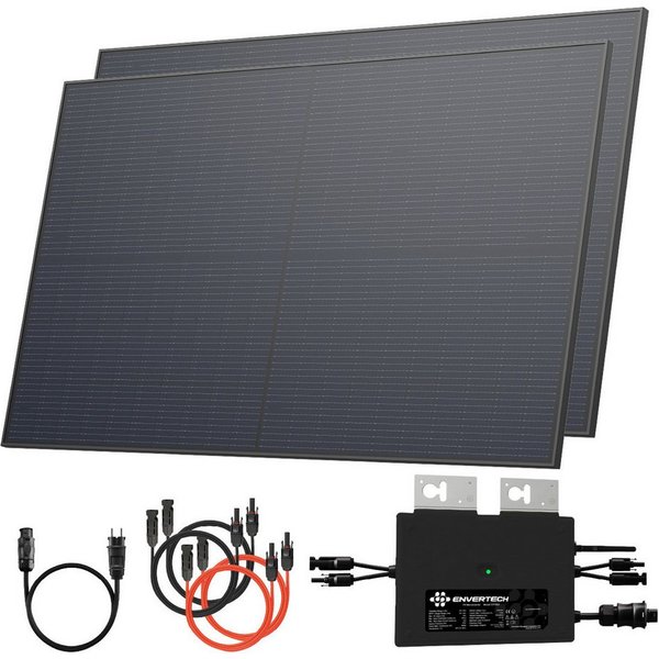 Solarway Balkonkraftwerk 920 Wp / 800 Watt Komplettset Solaranlage Steckdose / Bifazial, neuester 800 Watt Wechselrichter Solarmodule & Envertech & Zubehör