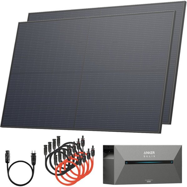 Solarway Balkonkraftwerk 920Wp / 800W All in One mit 1,6 kWh Anker 2 Pro Speicher, (460W bifaziale Solarmodule & Anker Speicher & Zubehör), komplett Steckdose S