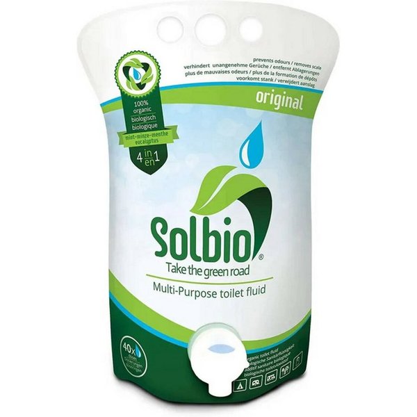 Solbio Campingtoilette 720315, (Packung, Sanitärflüssigkeit in 1,6 l Beutel), 100% organisch,chemiefrei,geruchsmindernd