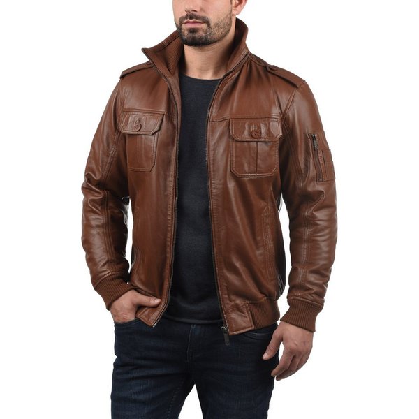 !Solid Lederjacke SDFamash Bikerjacke aus 100% Schafsleder