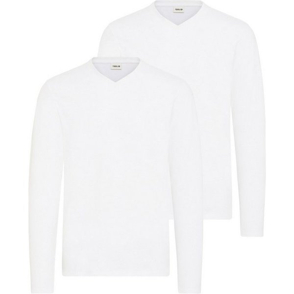 !Solid V-Shirt SDOdifan (2-tlg) 2er Pack Basic Langarmshirt mit V-Ausschnitt