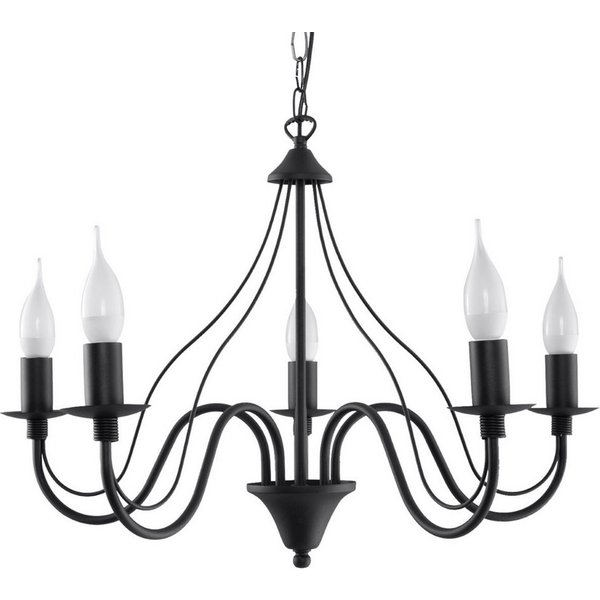 SOLLUX lighting Kronleuchter Kronleuchter Minerwa 5 Schwarz, Nicht enthalten