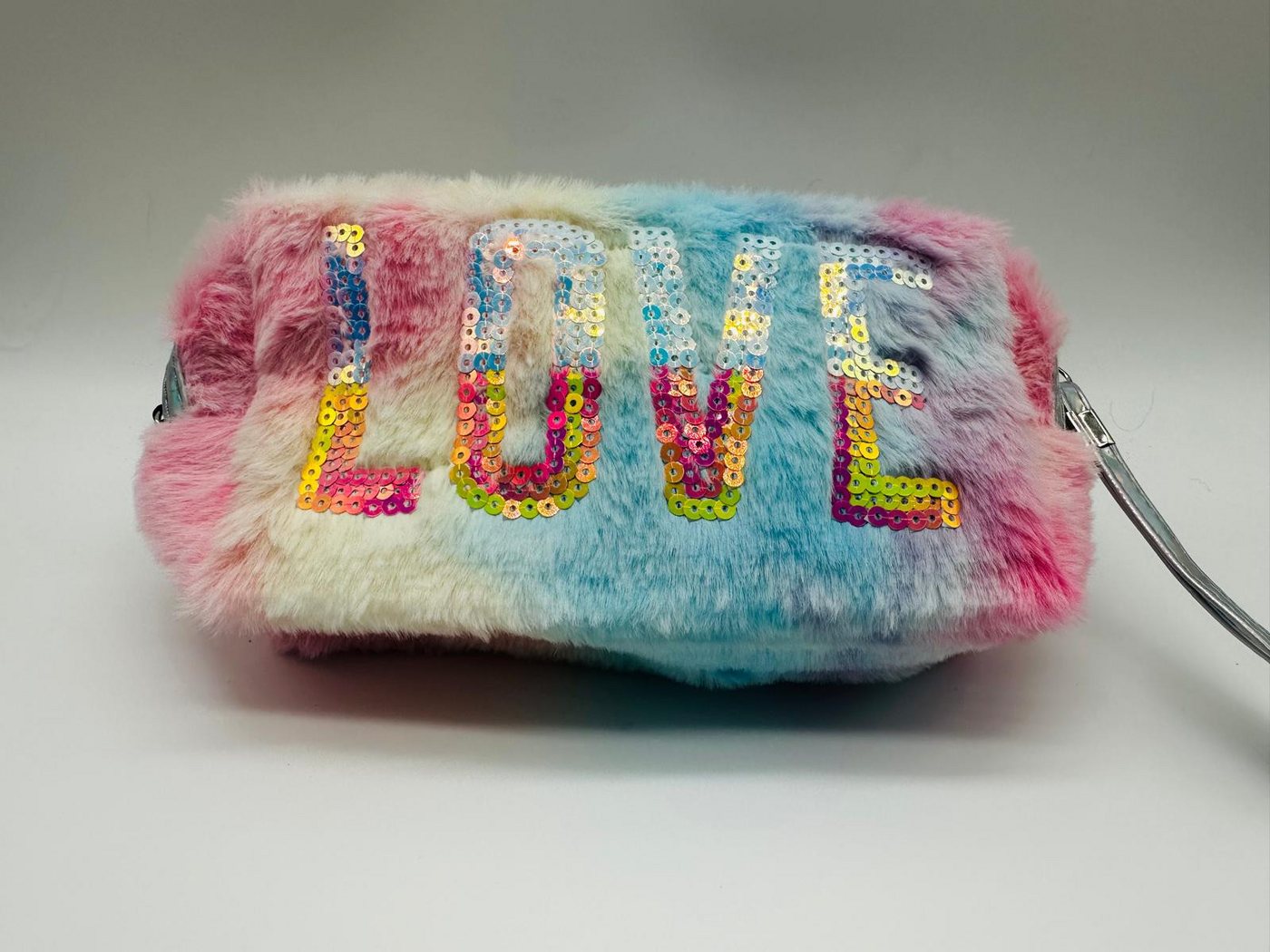 soma Etui Plüsch Etui Federmäppchen Schlampermäppchen Make-up Tasche 25 cm, Kulturbeutel Tasche für Mädchen Schminktasche Plüsch Love Regenbogen – Bild 5 von 5