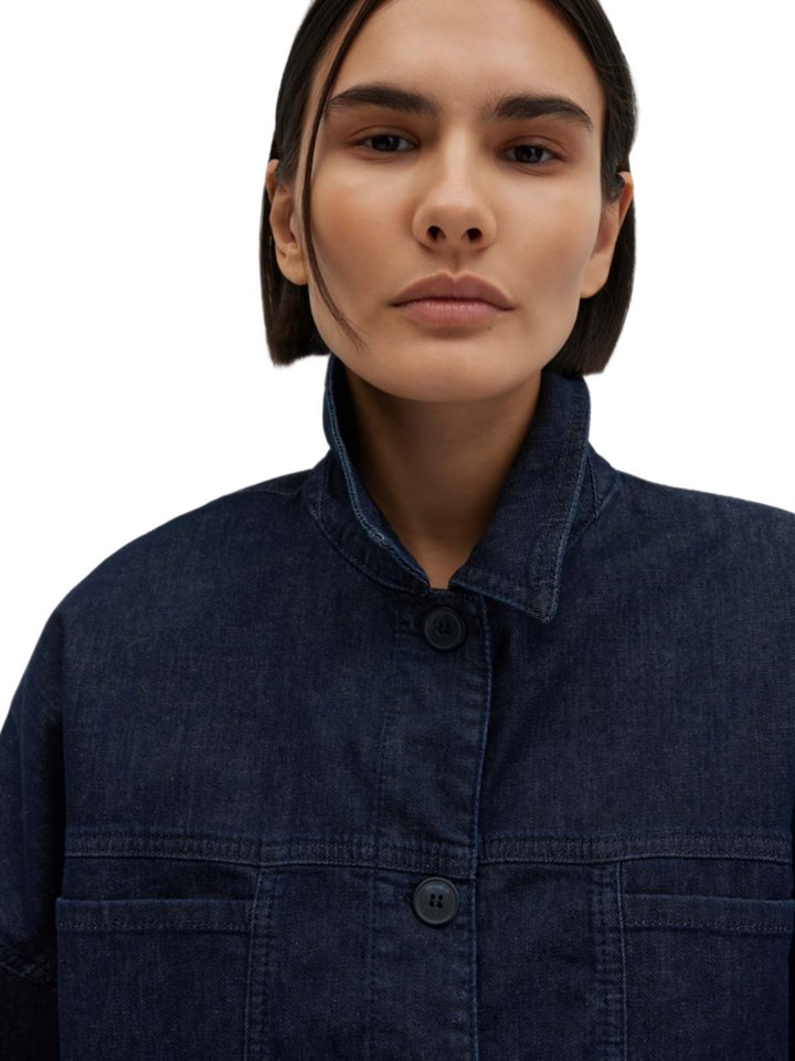 someday Jeansjacke blau,Casual,Baumwolle,Unifarben,Umlegekragen,Lang,Regular Fit – Bild 4 von 5