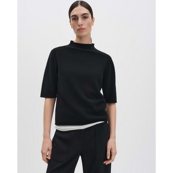 someday Kurzarmpullover TUMEA Regular aus reiner Wolle gerader Schnitt, lockere Passform, Rollsäume
