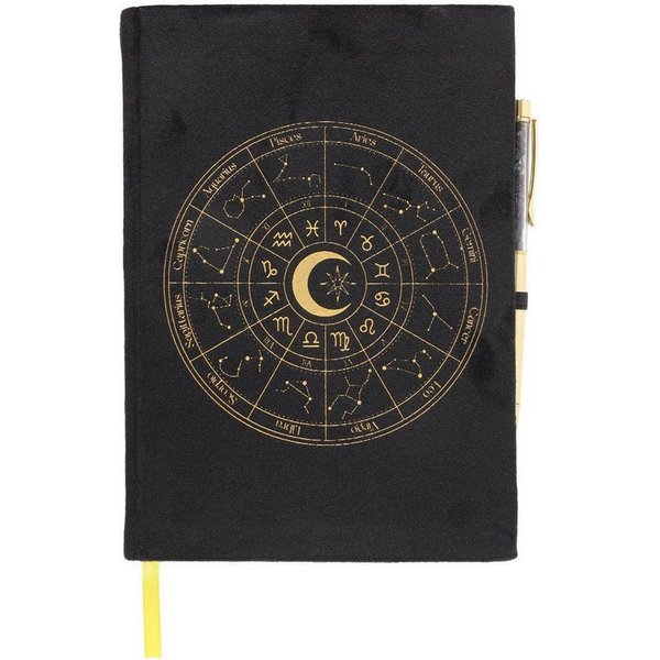 Something Different Notizbuch Astrologie Tierkreiszeichen Tagebuch Samt mit schwarzem Obsidianstift, Astrologie Tierkreiszeichen Tagebuch Samt mit schwarzem Obs