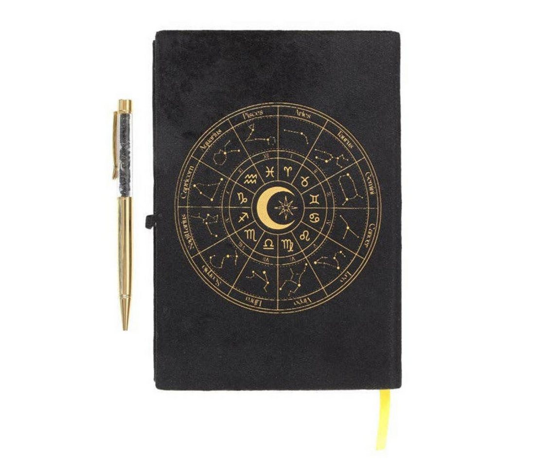 Something Different Notizbuch Astrologie Tierkreiszeichen Tagebuch Samt mit schwarzem Obsidianstift, Astrologie Tierkreiszeichen Tagebuch Samt mit schwarzem Obs – Bild 2 von 4