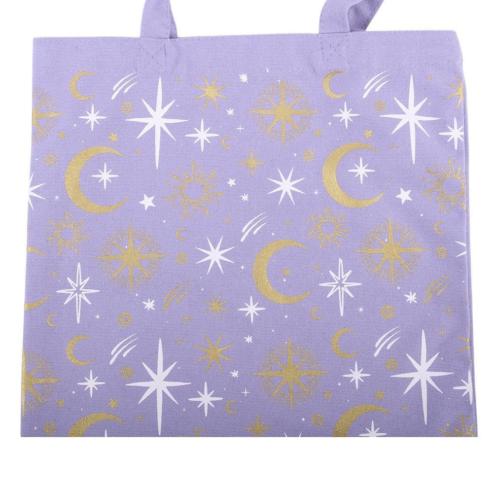 Something Different Schultertasche Pastel Skies Pastell Stofftasche in violett – Lavendel Mond & Sterne, leichte Canvas Stofftasche mit himmlischem Lavendel-Pri – Bild 3 von 3