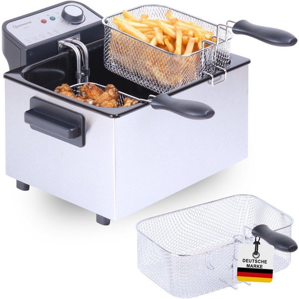 Sommertal Fritteuse, Kaltzone, DF3270 – echte Edelstahl Fritteuse für knusprige Pommes