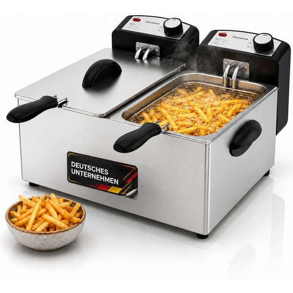 Sommertal Fritteuse, 3600 W, Mit 2 Heizkreisen 130–190°C Öl Fritteuse für Pommes