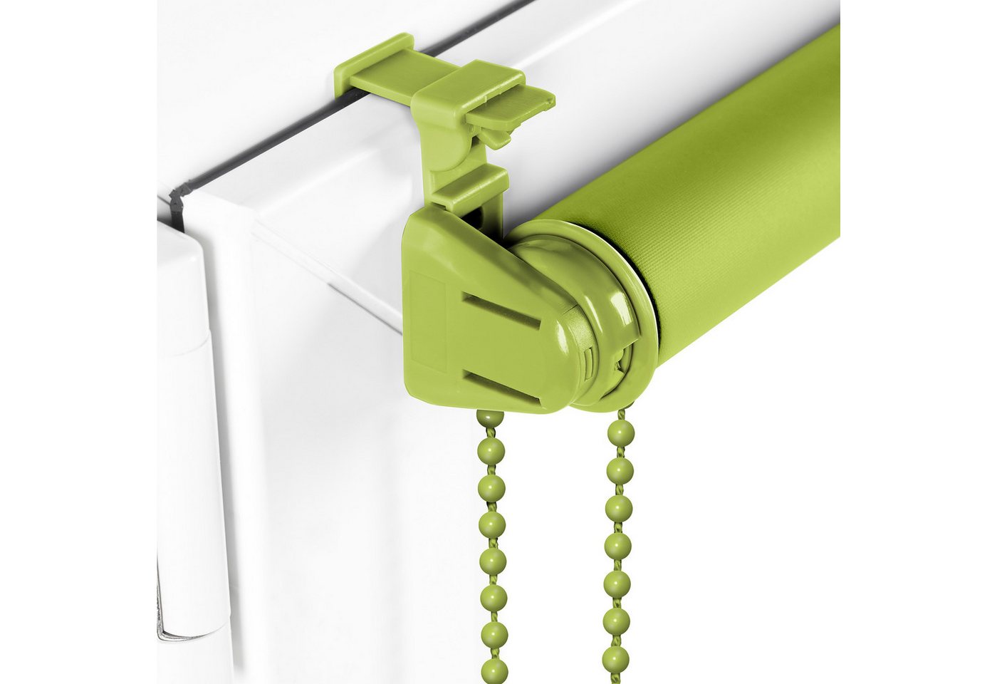 Verdunklungsrollo Seitenzugrollo, Sonello, verdunkelnd, einfache Montage ohne Bohren, freihängend, Klemmfix, 30 cm x 100 cm Olivgrün Verdunkelungsrollo, Rollos, – Bild 5 von 5