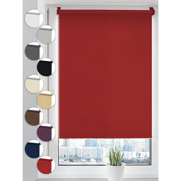 Verdunklungsrollo Seitenzugrollo, Sonello, verdunkelnd, einfach Montage ohne Bohren, freihängend, Klemmfix, 30cm x 100cm Rot Verdunkelungsrollo, Rollos für Fens
