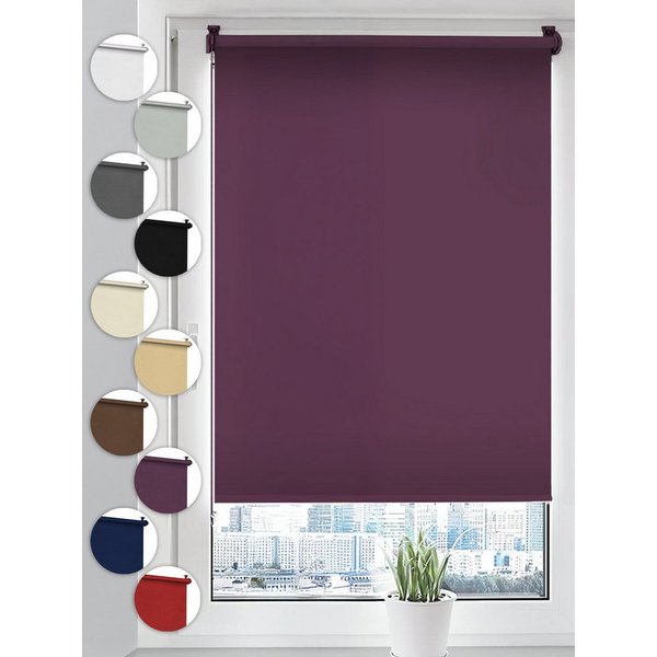 Verdunklungsrollo Seitenzugrollo, Sonello, verdunkelnd, einfach Montage ohne Bohren, freihängend, Klemmfix, 30cm x 100cm Violett Verdunkelungsrollo, Rollos Fens